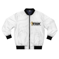 KVOM Logo Men's Bomber Jacket: White