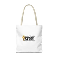 KVOM Logo Tote Bag, White, Black Logo