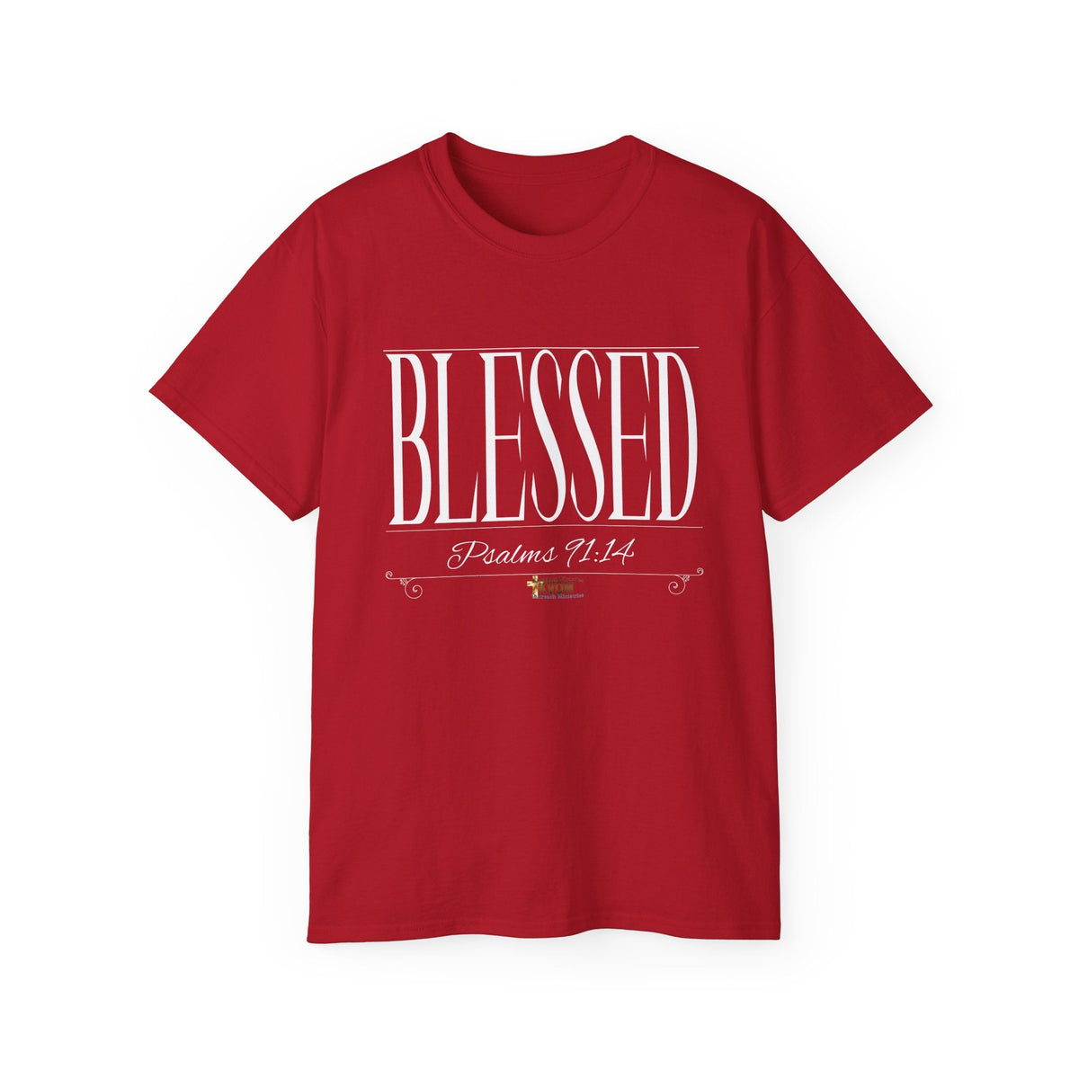 BLESSED "Stretched" Unisex T-shirt, White Print-KVOM