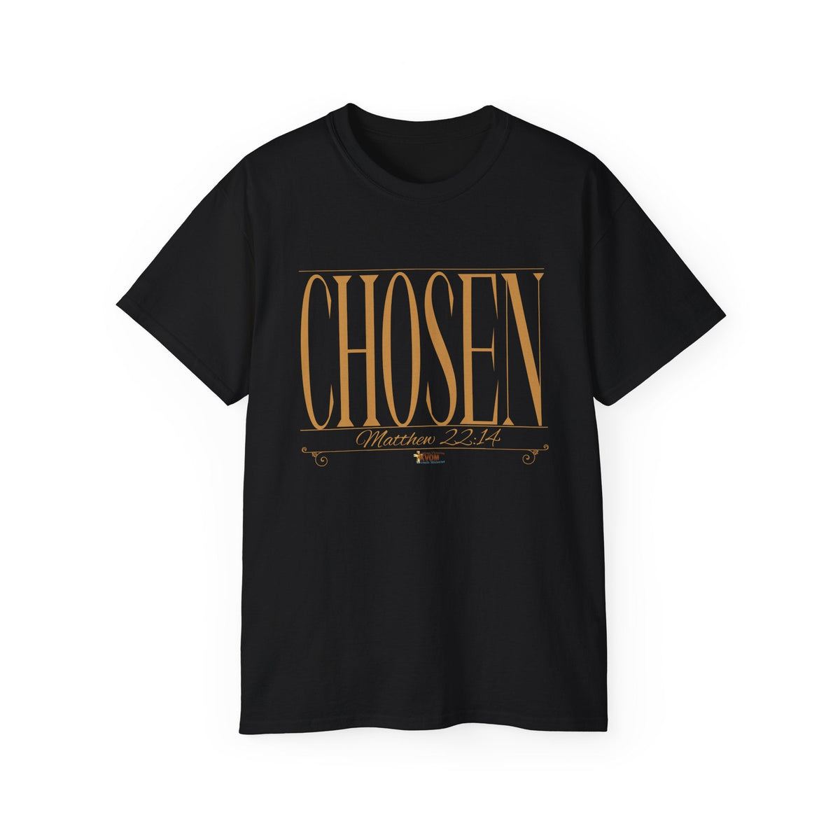 CHOSEN "Stretched" Unisex T-Shirt Black, White, Gold Print-KVOM