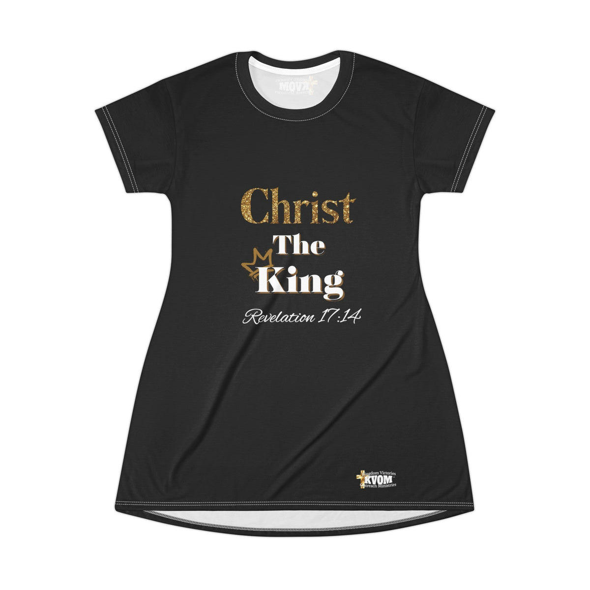 Christ The King T-Shirt Dress Black & Gold-KVOM