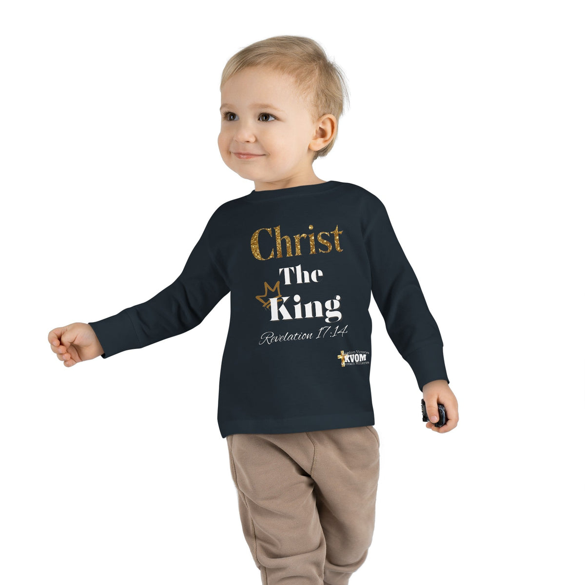 Christ The King Toddler Long Sleeve Tee-Children's Clothing-KVOM