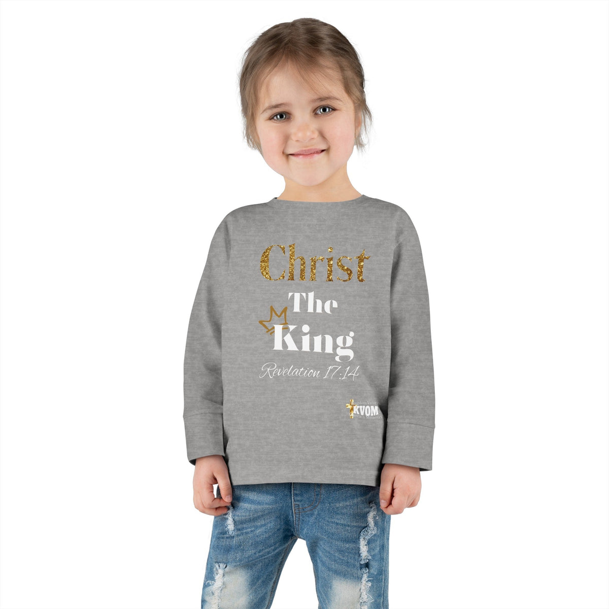 Christ The King Toddler Long Sleeve Tee-Children's Clothing-KVOM