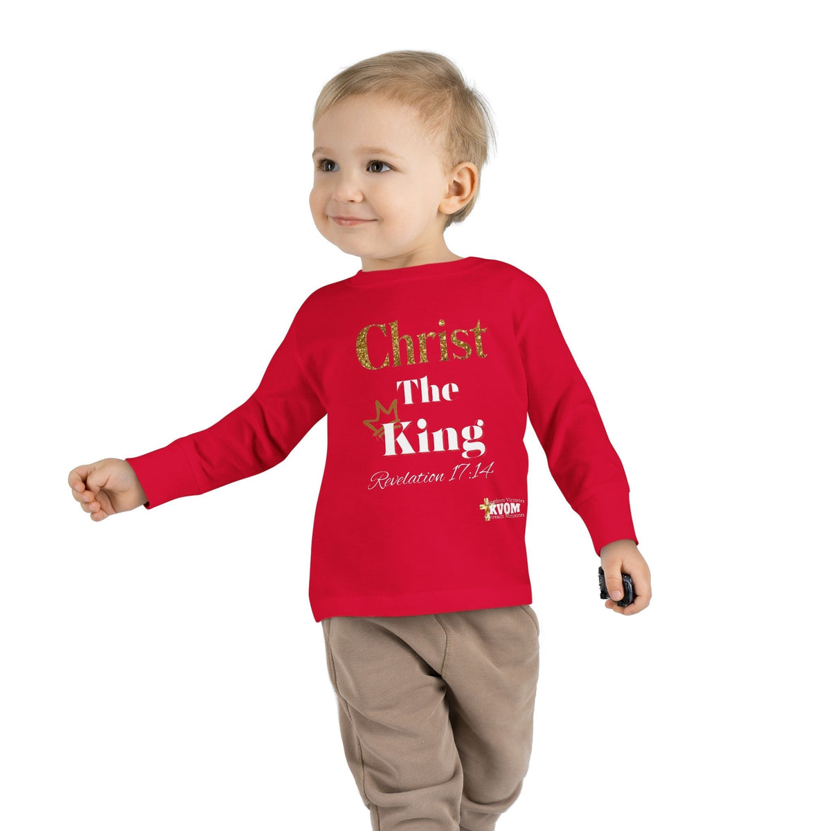 Christ The King Toddler Long Sleeve Tee-Children's Clothing-KVOM