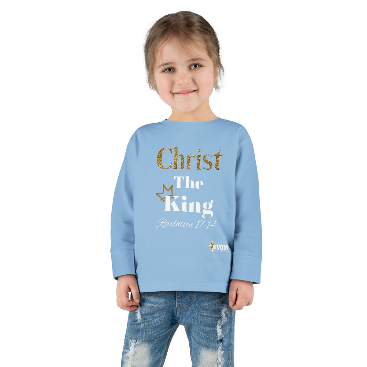 Christ The King Toddler Long Sleeve Tee-Children's Clothing-KVOM