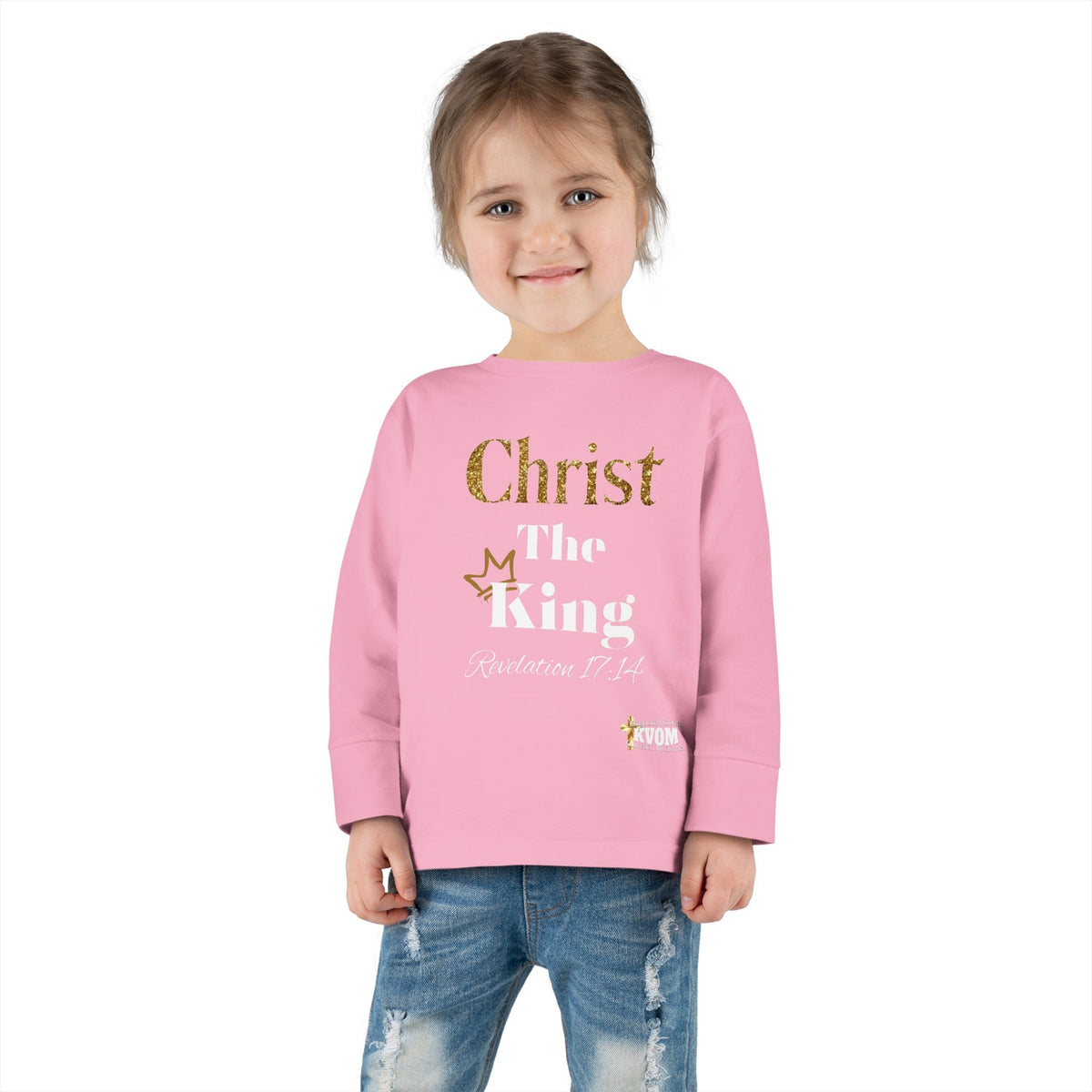 Christ The King Toddler Long Sleeve Tee-Children's Clothing-KVOM