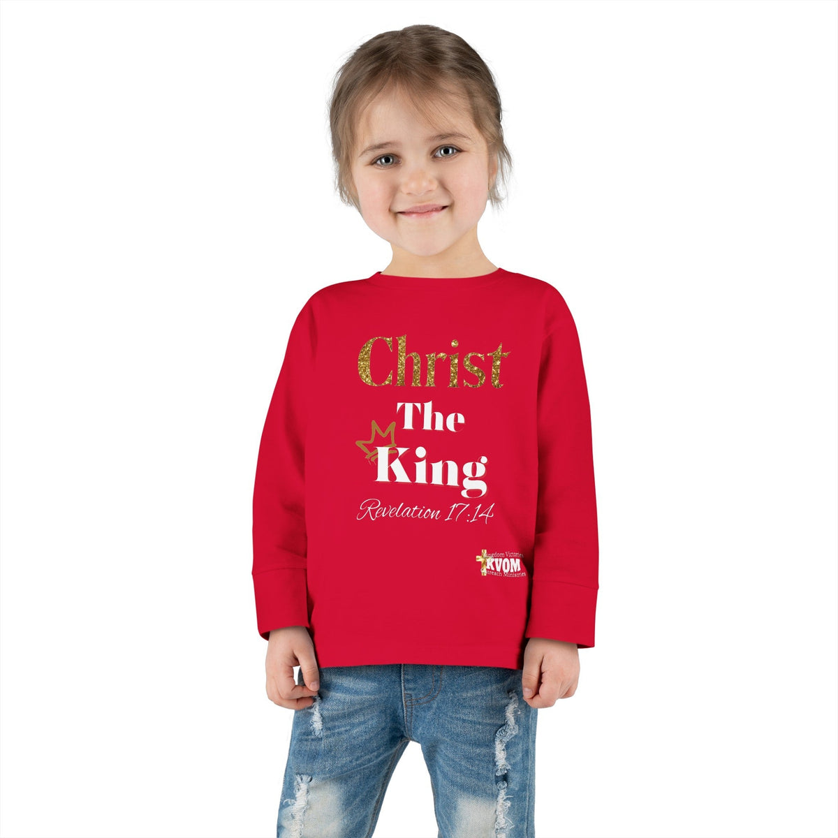 Christ The King Toddler Long Sleeve Tee-Children's Clothing-KVOM