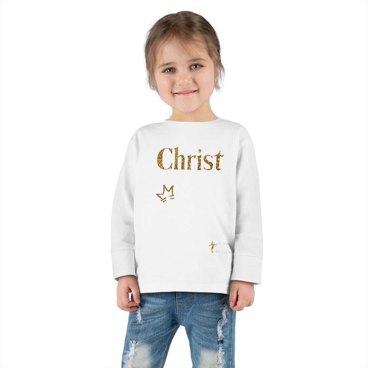 Christ The King Toddler Long Sleeve Tee-Children's Clothing-KVOM