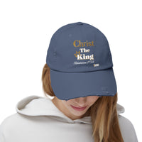 Christ The King Unisex Distressed Cap-KVOM; Christian Clothing; Women’s Clothing; Men's Clothes, Men's Hats, Women’s T-Shirts; Hoodies Sale; Ladies Tops; Ladies Dresses; Floral Tops; Floral Dresses; Flower Clothes; Activewear; Glorious; Psalms; Blessings On Blessings; Teens Clothing; Christian Book Store; Girl’s Clothing Sale; Mother’s Day Sale; Gifts For Sister; Christian Gifts; Gifts for Daughter; Spring Sale; Clearance Sale; Jesus; Christ Is King; Holy Ghost; God Got Me; Spiritual Warrior; Prophetic; Ble