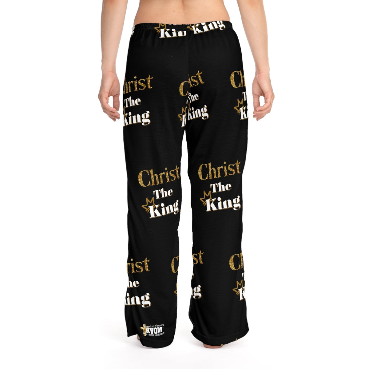 Christ The King Women's Comfy Pants, Black & Gold-KVOM