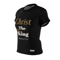 Christ The King Women's Fitted Tee Black & Gold-KVOM