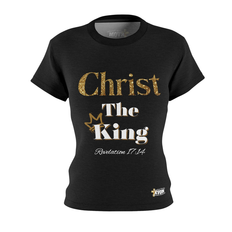 Christ The King Women's Fitted Tee Black & Gold-KVOM