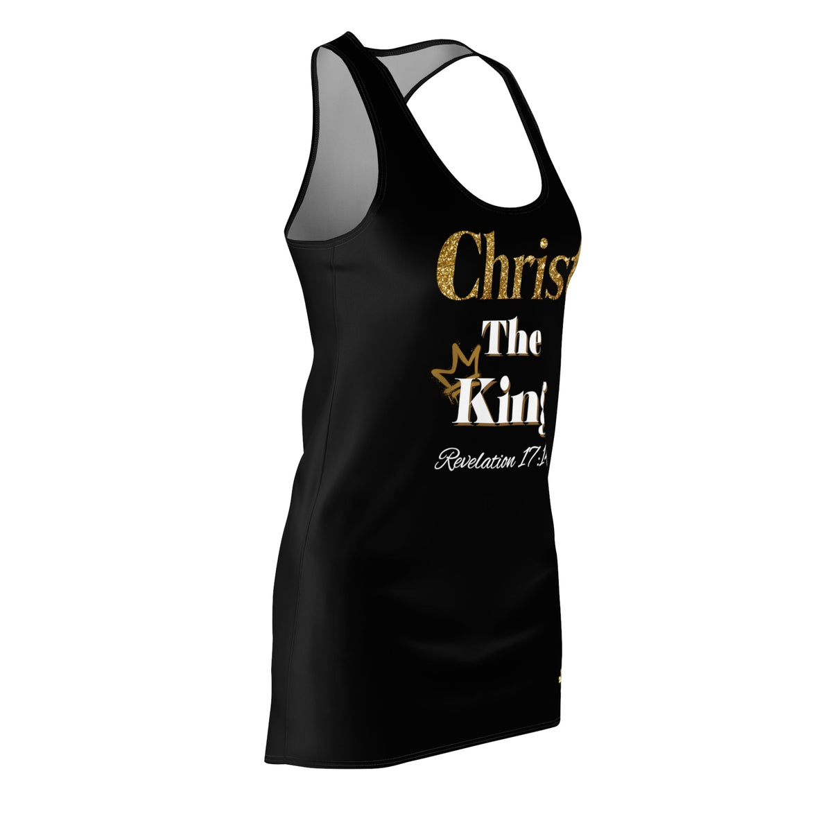 Christ The King Women's Racerback Dress Black & Gold-KVOM