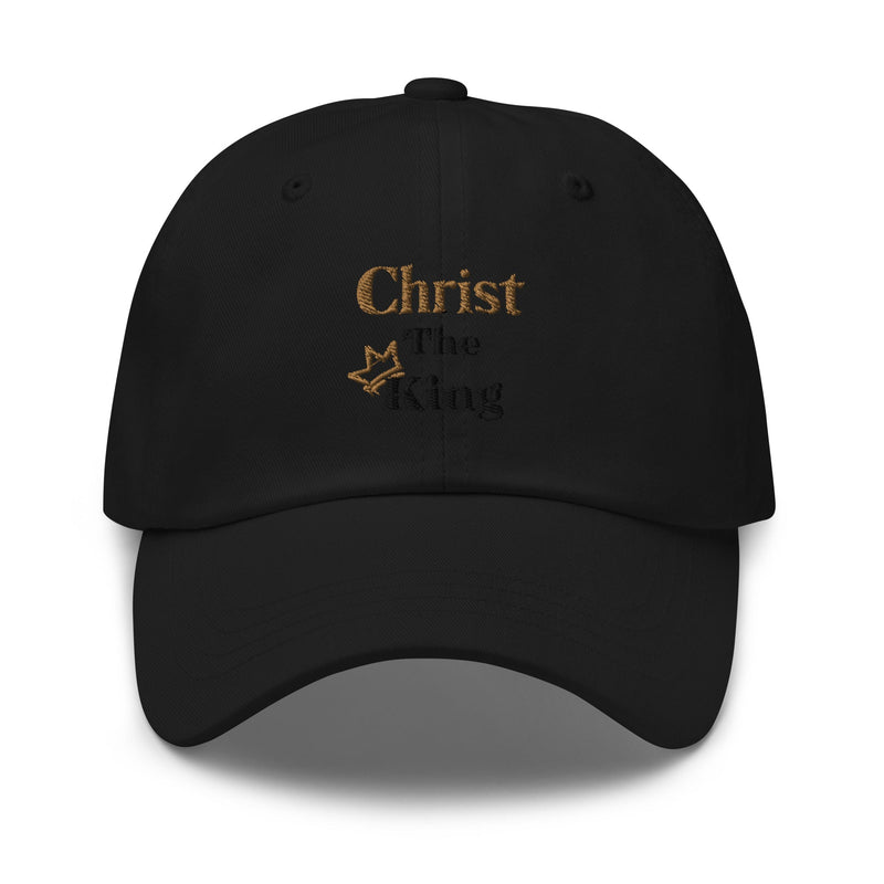 Christ the King Embroidered Men's Hat, Black and Gold Emblem-KVOM; Christian Clothing; Women’s Clothing; Men's Clothes, Men's Hats, Women’s T-Shirts; Hoodies Sale; Ladies Tops; Ladies Dresses; Floral Tops; Floral Dresses; Flower Clothes; Activewear; Glorious; Psalms; Blessings On Blessings; Teens Clothing; Christian Book Store; Girl’s Clothing Sale; Mother’s Day Sale; Gifts For Sister; Christian Gifts; Gifts for Daughter; Spring Sale; Clearance Sale; Jesus; Christ Is King; Holy Ghost; God Got Me; Spiritual 