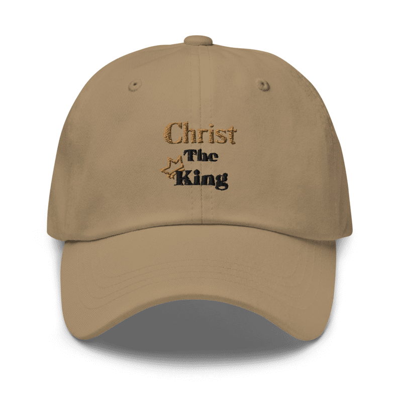 Christ the King Embroidered Men's Hat, Gold & Black Emblem-KVOM; Christian Clothing; Women’s Clothing; Men's Clothes, Men's Hats, Women’s T-Shirts; Hoodies Sale; Ladies Tops; Ladies Dresses; Floral Tops; Floral Dresses; Flower Clothes; Activewear; Glorious; Psalms; Blessings On Blessings; Teens Clothing; Christian Book Store; Girl’s Clothing Sale; Mother’s Day Sale; Gifts For Sister; Christian Gifts; Gifts for Daughter; Spring Sale; Clearance Sale; Jesus; Christ Is King; Holy Ghost; God Got Me; Spiritual Wa