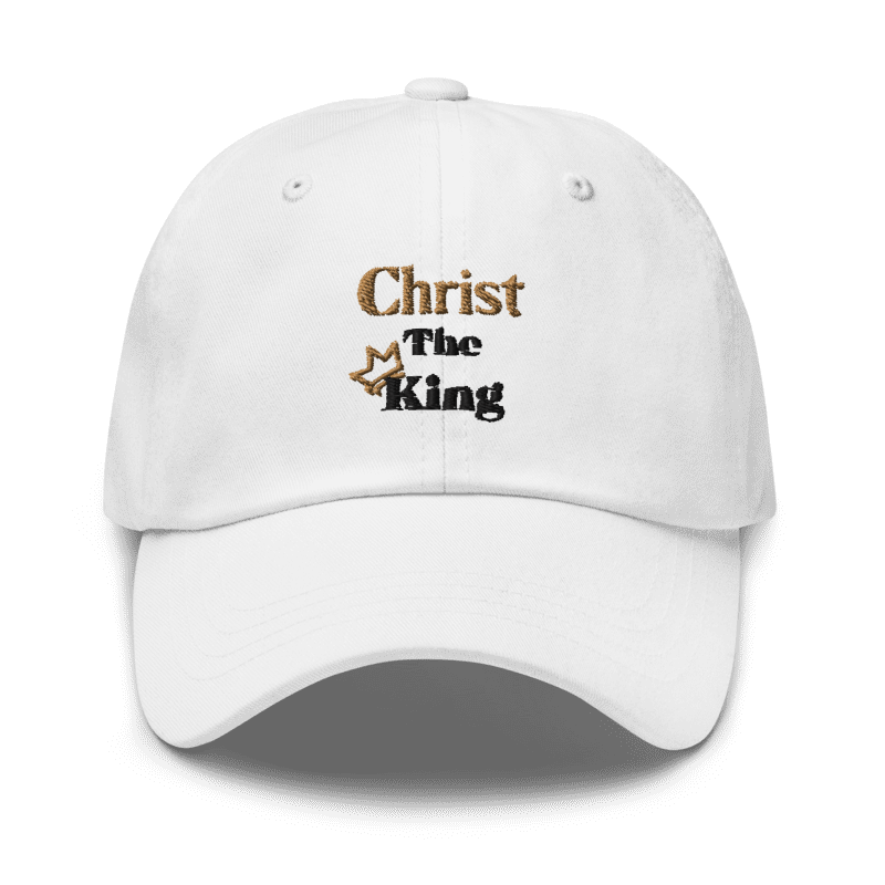 Christ the King Embroidered Men's Hat, Gold & Black Emblem-KVOM; Christian Clothing; Women’s Clothing; Men's Clothes, Men's Hats, Women’s T-Shirts; Hoodies Sale; Ladies Tops; Ladies Dresses; Floral Tops; Floral Dresses; Flower Clothes; Activewear; Glorious; Psalms; Blessings On Blessings; Teens Clothing; Christian Book Store; Girl’s Clothing Sale; Mother’s Day Sale; Gifts For Sister; Christian Gifts; Gifts for Daughter; Spring Sale; Clearance Sale; Jesus; Christ Is King; Holy Ghost; God Got Me; Spiritual Wa