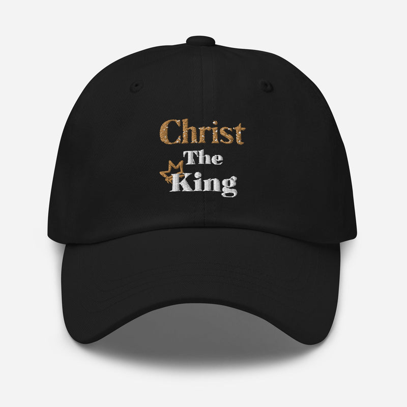 Christ the King Embroidered Men's Hat, Gold & White Emblem-KVOM; Christian Clothing; Women’s Clothing; Men's Clothes, Men's Hats, Women’s T-Shirts; Hoodies Sale; Ladies Tops; Ladies Dresses; Floral Tops; Floral Dresses; Flower Clothes; Activewear; Glorious; Psalms; Blessings On Blessings; Teens Clothing; Christian Book Store; Girl’s Clothing Sale; Mother’s Day Sale; Gifts For Sister; Christian Gifts; Gifts for Daughter; Spring Sale; Clearance Sale; Jesus; Christ Is King; Holy Ghost; God Got Me; Spiritual Wa