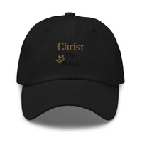 Christ the King Embroidered Women's Hat, Black and Gold Emblem-KVOM; Christian Clothing; Women’s Clothing; Men's Clothes, Men's Hats, Women’s T-Shirts; Hoodies Sale; Ladies Tops; Ladies Dresses; Floral Tops; Floral Dresses; Flower Clothes; Activewear; Glorious; Psalms; Blessings On Blessings; Teens Clothing; Christian Book Store; Girl’s Clothing Sale; Mother’s Day Sale; Gifts For Sister; Christian Gifts; Gifts for Daughter; Spring Sale; Clearance Sale; Jesus; Christ Is King; Holy Ghost; God Got Me; Spiritua