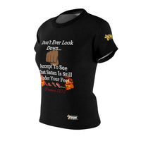 Don't Ever Look Down Women's Fitted Shirt Black BLK Fist-KVOM