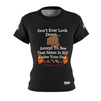 Don't Ever Look Down Women's Fitted Shirt Black BLK Fist-KVOM