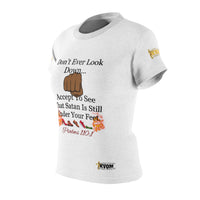 Don't Ever Look Down Women's Fitted Shirt White BLK Fist-KVOM