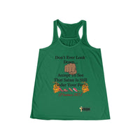 Don't Ever Look Down Women's Flowy Racerback Tank, Blk Fist-KVOM