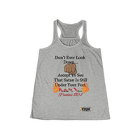 Don't Ever Look Down Women's Flowy Racerback Tank, Blk Fist-KVOM