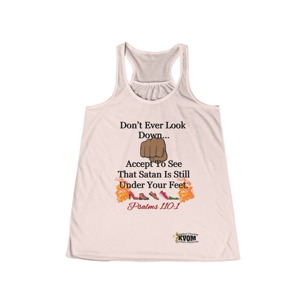 Don't Ever Look Down Women's Flowy Racerback Tank, Blk Fist-KVOM