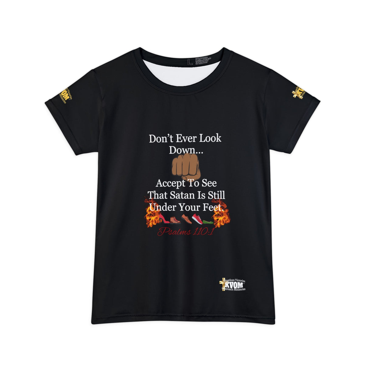 Don't Ever Look Down Women's Shirt Black, Blk Fist-KVOM