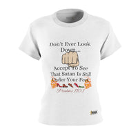 Don't Ever Look Down..Satan Under Feet Women's Fitted T-Shirt-KVOM