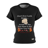 Don't Ever Look Down..Satan Under Feet Women's Fitted T-Shirt-KVOM