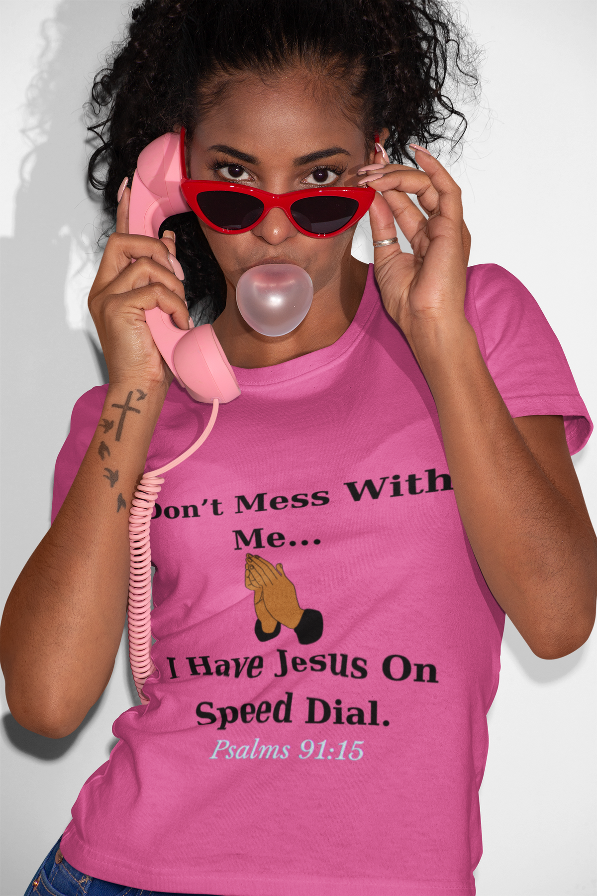 Don't Mess With Me, Jesus on Speed-Dial Women's Relaxed Fit T-Shirt