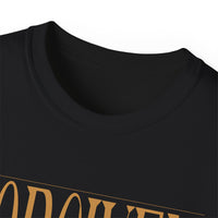 FORGIVEN "Stretched" Unisex T-Shirt, Black, White, Gold Print-KVOM