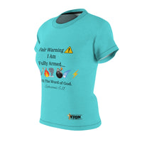 Fair Warning Fully Armed With The Word Women's Fitted Shirt Turqouise-KVOM