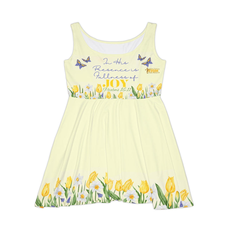 Fullness Of Joy Women's Skater Dress Yellow Tulips-KVOM