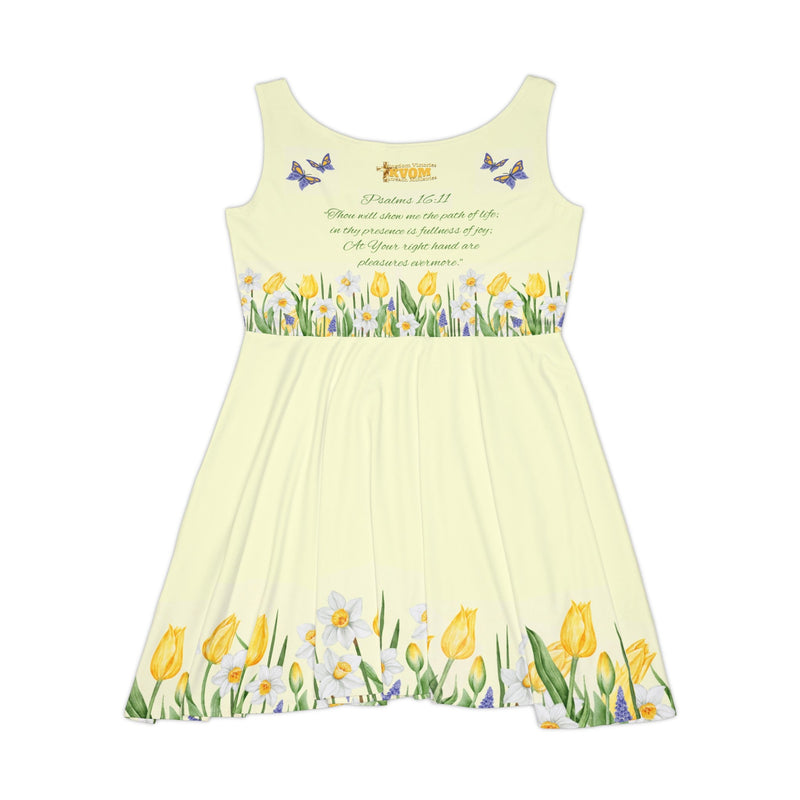 Fullness Of Joy Women's Skater Dress Yellow Tulips-KVOM