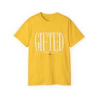 GIFTED "Stretched" Unisex T-Shirt, White Print-KVOM