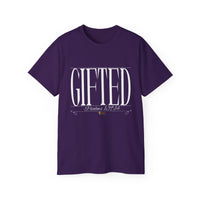 GIFTED "Stretched" Unisex T-Shirt, White Print-KVOM