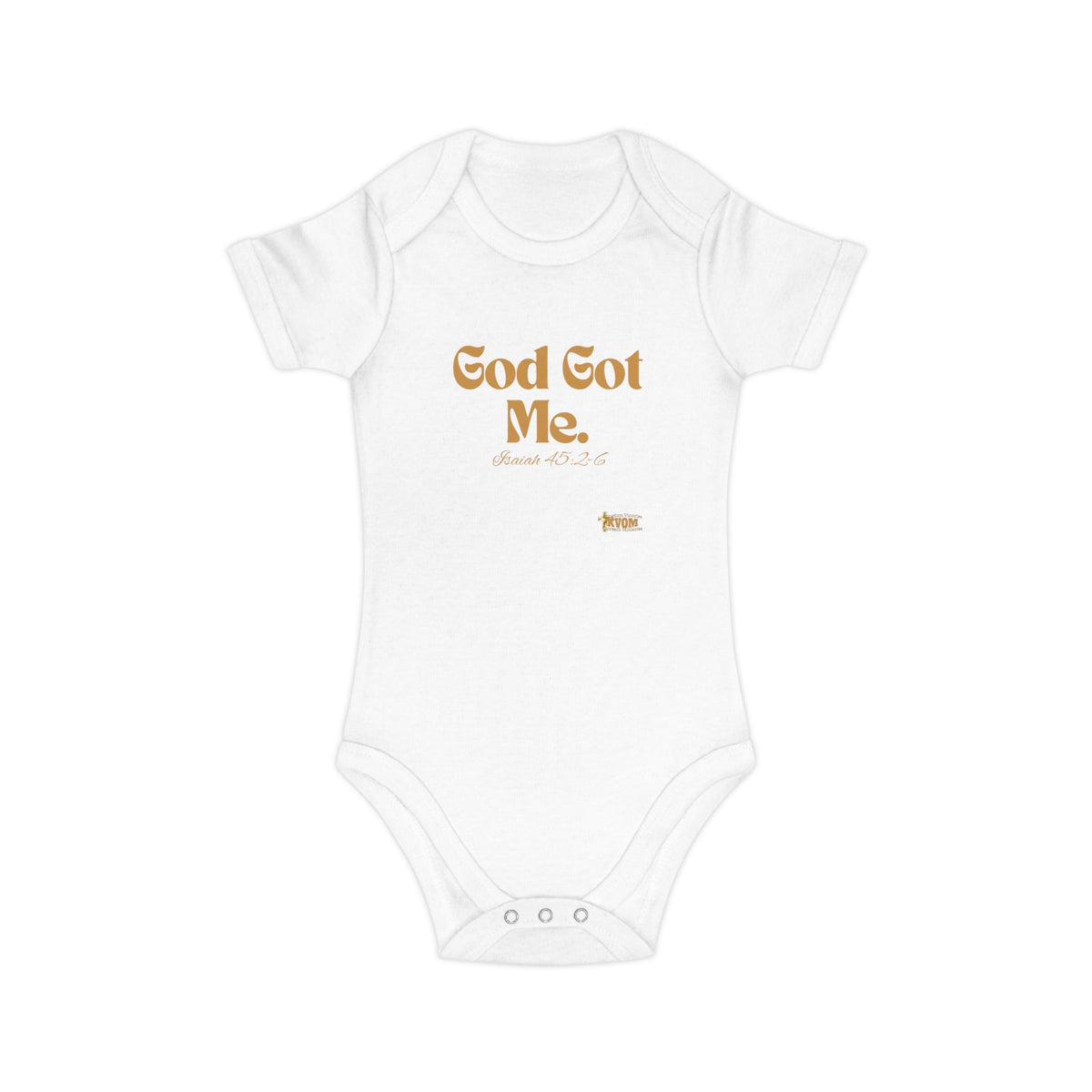 God Got Me Baby Bodysuit, Gold Print