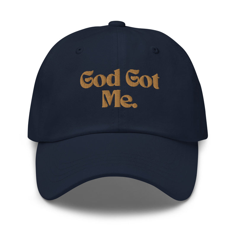 God Got Me Embroidered Hat, Gold Emblem-KVOM; Christian Clothing; Women’s Clothing; Men's Clothes, Men's Hats, Women’s T-Shirts; Hoodies Sale; Ladies Tops; Ladies Dresses; Floral Tops; Floral Dresses; Flower Clothes; Activewear; Glorious; Psalms; Blessings On Blessings; Teens Clothing; Christian Book Store; Girl’s Clothing Sale; Mother’s Day Sale; Gifts For Sister; Christian Gifts; Gifts for Daughter; Spring Sale; Clearance Sale; Jesus; Christ Is King; Holy Ghost; God Got Me; Spiritual Warrior; Prophetic; B