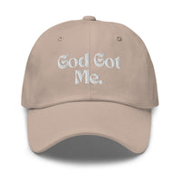 God Got Me Embroidered Hat, White Emblem-KVOM; Christian Clothing; Women’s Clothing; Men's Clothes, Men's Hats, Women’s T-Shirts; Hoodies Sale; Ladies Tops; Ladies Dresses; Floral Tops; Floral Dresses; Flower Clothes; Activewear; Glorious; Psalms; Blessings On Blessings; Teens Clothing; Christian Book Store; Girl’s Clothing Sale; Mother’s Day Sale; Gifts For Sister; Christian Gifts; Gifts for Daughter; Spring Sale; Clearance Sale; Jesus; Christ Is King; Holy Ghost; God Got Me; Spiritual Warrior; Prophetic; 