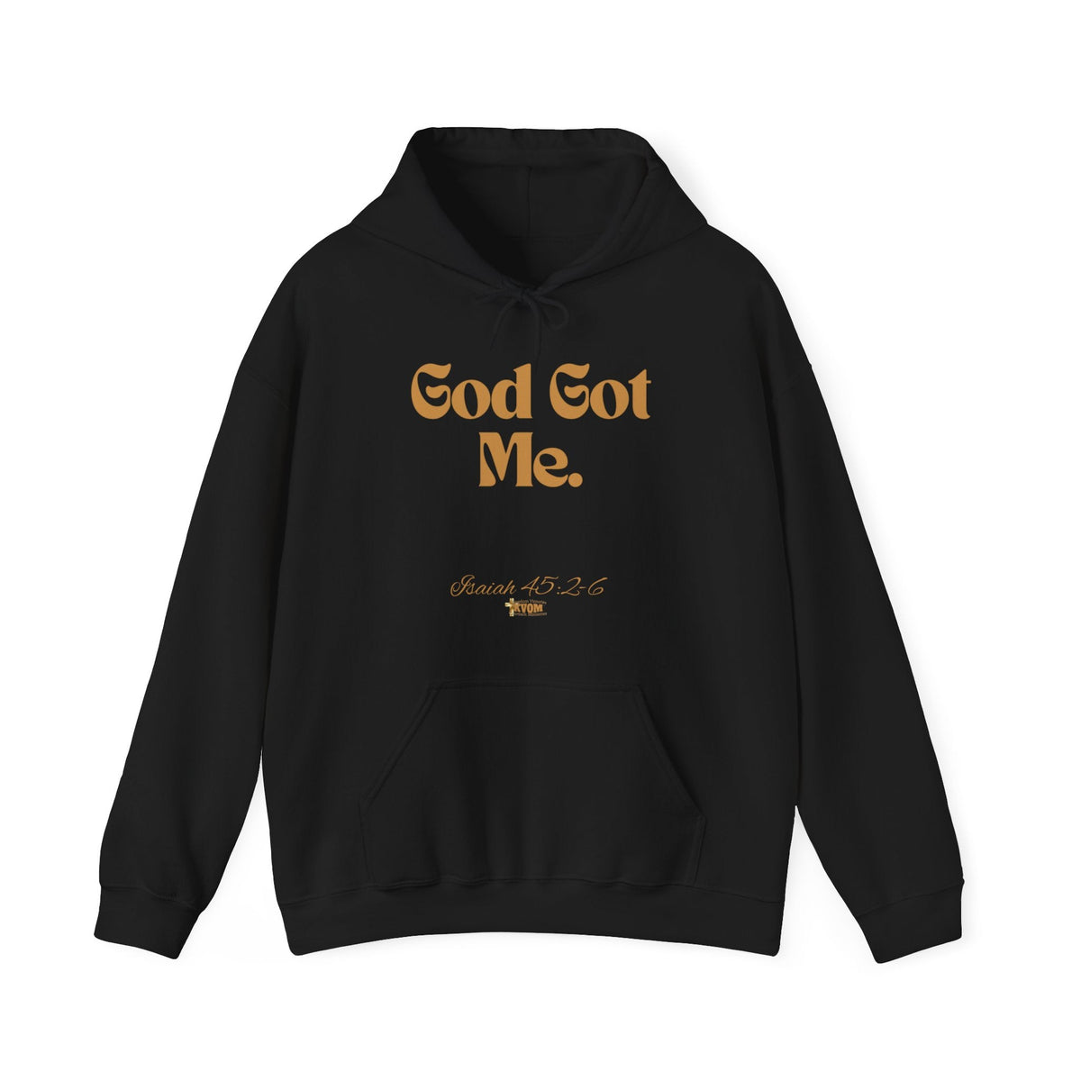 God Got Me Unisex Heavy Blend™ Hoodie: Black, White, Gold Print-KVOM