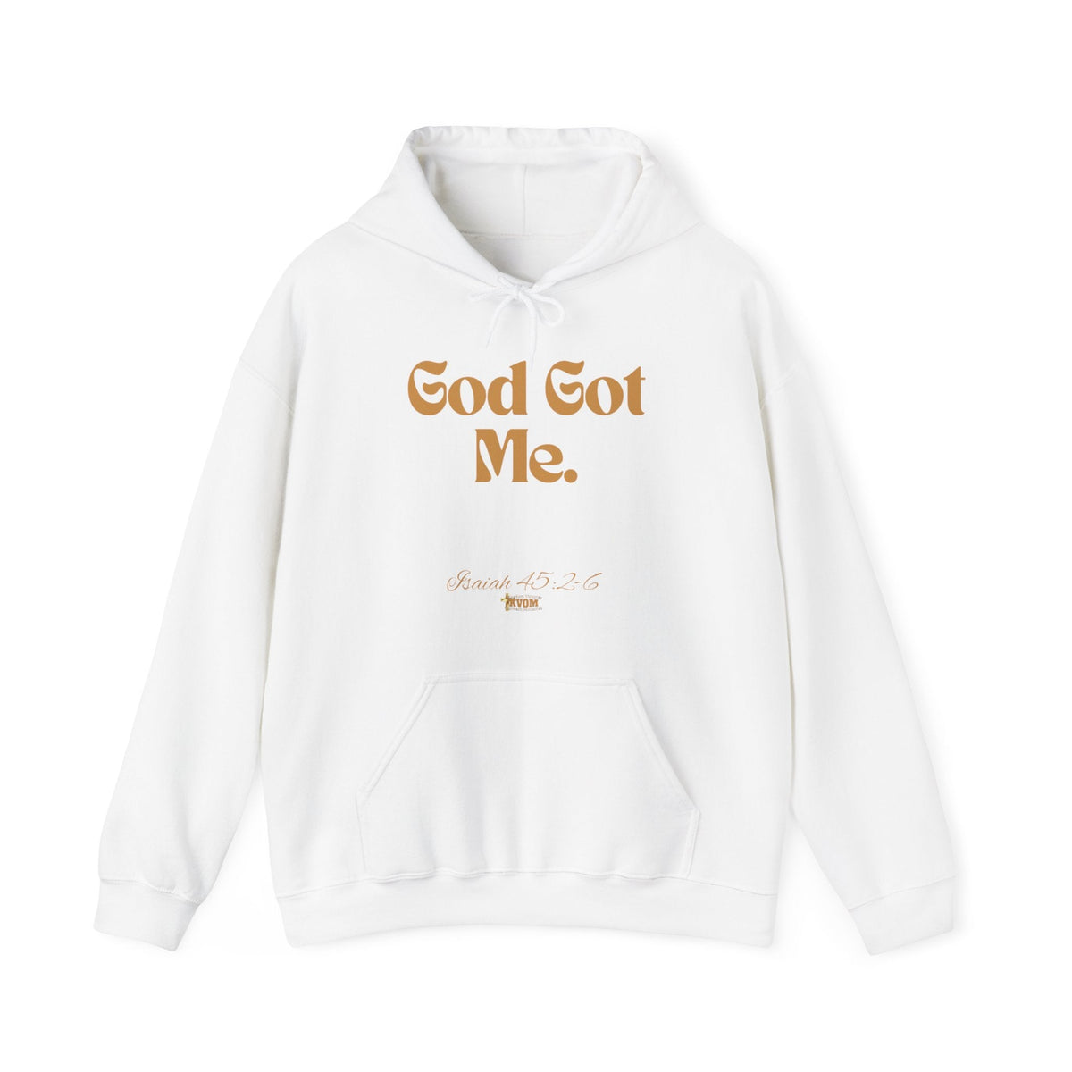 God Got Me Unisex Heavy Blend™ Hoodie: Black, White, Gold Print-KVOM