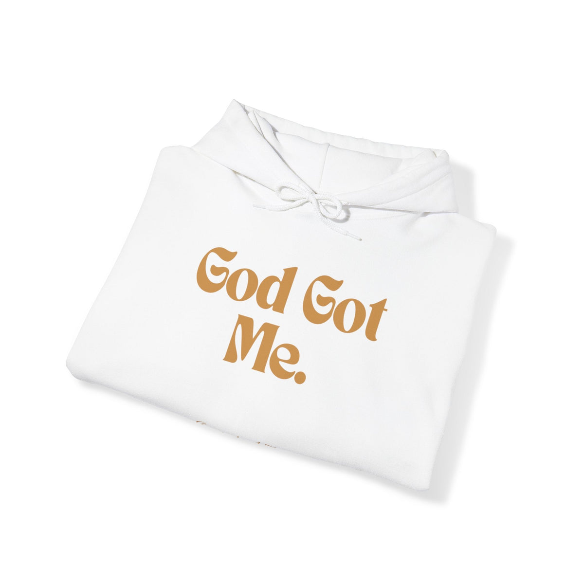 God Got Me Unisex Heavy Blend™ Hoodie: Black, White, Gold Print-KVOM