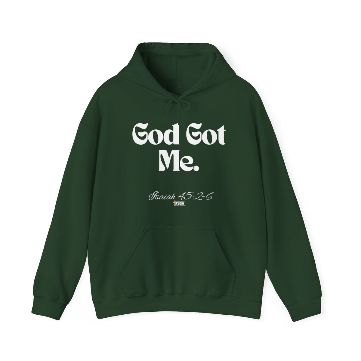 God Got Me Unisex Heavy Blend™ Hoodie, White Print-KVOM