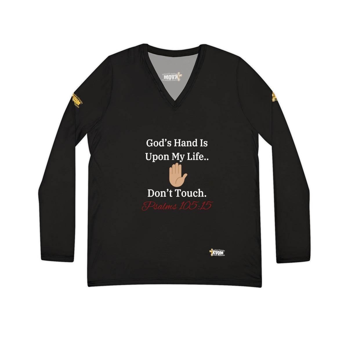 God's Hand Is Upon My Life Women's Long Sleeve V-neck Shirt, Black-KVOM