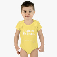 I Belong To Jesus Infant Baby Bodysuit, White Print-Children's Clothing-KVOM