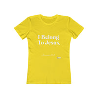 I Belong To Jesus Women's Fitted T-Shirt, White Print-KVOM