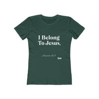 I Belong To Jesus Women's Fitted T-Shirt, White Print-KVOM