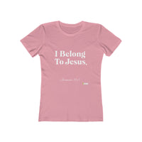 I Belong To Jesus Women's Fitted T-Shirt, White Print-KVOM